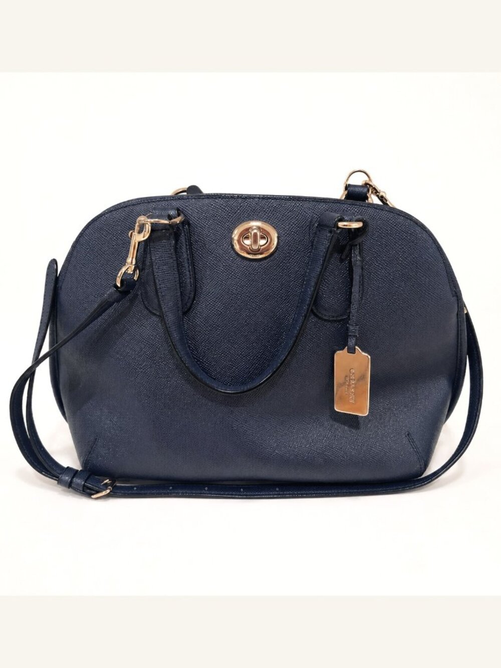Coach Prince Street Domed Satchel 34939 Navy Leather Crossbody Dust Bag